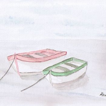 Peinture intitulée "les Barques" par Alainv, Œuvre d'art originale