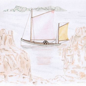 Peinture intitulée "un bateau en Bretag…" par Alainv, Œuvre d'art originale