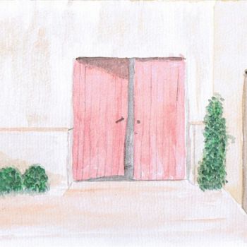 绘画 标题为“La porte rouge” 由Alainv, 原创艺术品