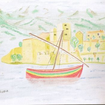 Peinture intitulée "Bateau Catalan" par Alainv, Œuvre d'art originale