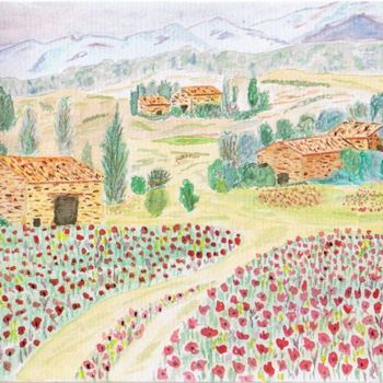 Painting titled "Village aux Coqueli…" by Alainv, Original Artwork