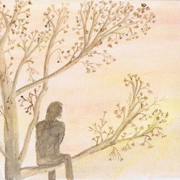 「Seul sur un arbre」というタイトルの絵画 Alainvによって, オリジナルのアートワーク