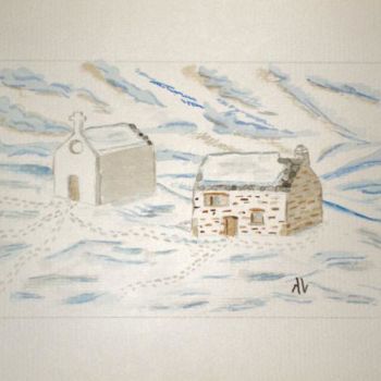 Painting titled "Dans la neige" by Alainv, Original Artwork