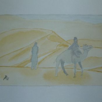 Pittura intitolato "Dans le desert" da Alainv, Opera d'arte originale
