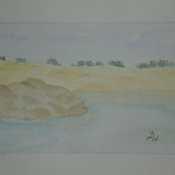 Peinture intitulée "Une plage de sable" par Alainv, Œuvre d'art originale