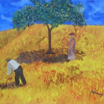 Pintura titulada "Dans le champ de Blé" por Alainv, Obra de arte original