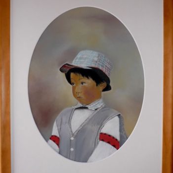 Painting titled "Enfant TIBETAIN" by Alain Vasselin, Original Artwork