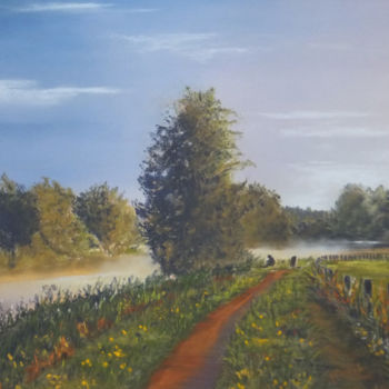 Painting titled "brume-sur-la-rivier…" by Alain Vasselin, Original Artwork
