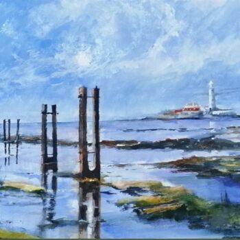 Painting titled "Low tide St Mary's…" by Alan Harris, Original Artwork, Acrylic