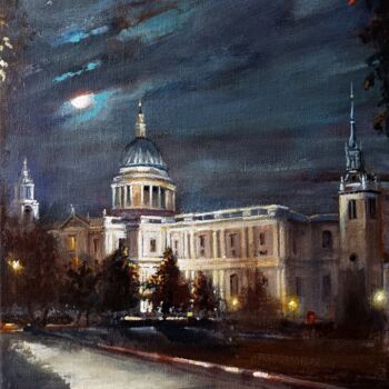 Pintura intitulada "Late Night London,…" por Alan Harris, Obras de arte originais, Acrílico