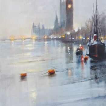 Malarstwo zatytułowany „Westminster Twilight” autorstwa Alan Harris, Oryginalna praca, Akryl
