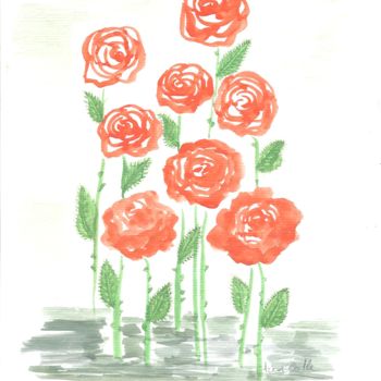 Pintura titulada "Rosas" por Ana Alão Colle Marques, Obra de arte original, Acuarela