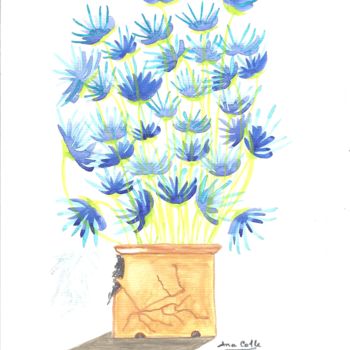 Painting titled "Chapéus de Chuva" by Ana Alão Colle Marques, Original Artwork, Watercolor