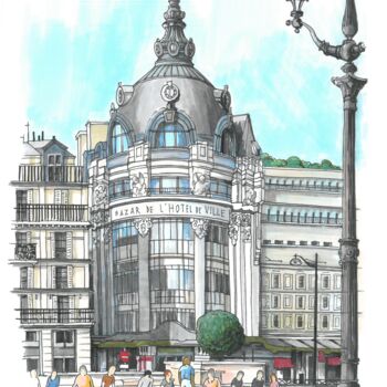 Drawing titled "View from Place de…" by Alexey Erofalov, Original Artwork, Marker