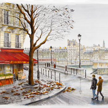 Desenho intitulada "Quai d'Orléans" por Alexey Erofalov, Obras de arte originais, Marcador