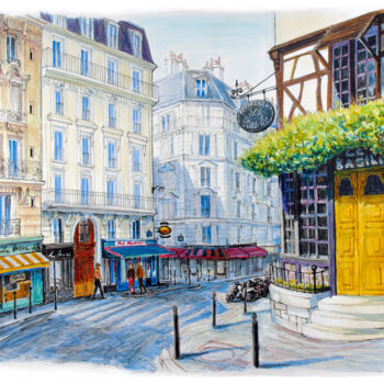 제목이 "Montmartre. On the…"인 그림 Alexey Erofalov로, 원작, 마커