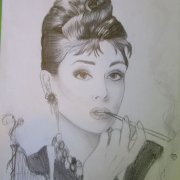 Pintura intitulada "Audrey Hepburn" por Albamildew, Obras de arte originais