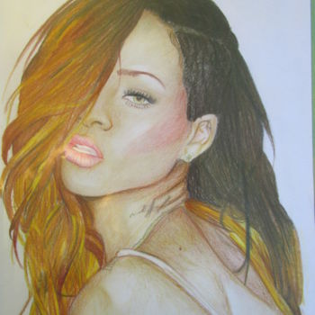Schilderij getiteld "Rihanna" door Albamildew, Origineel Kunstwerk