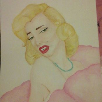 Painting titled "Marilyn Monroe" by Albamildew, Original Artwork, Watercolor