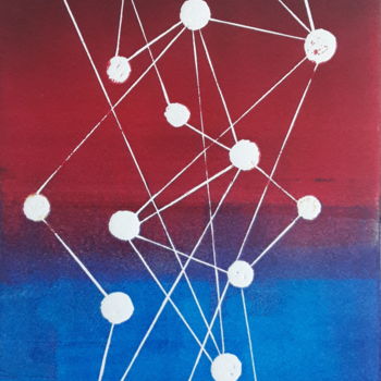 Estampas & grabados titulada "Molécule de constel…" por Albanne Cannet, Obra de arte original, Linograbados