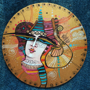 Картина под названием "La lyre" - Albena Vatcheva, Подлинное произведение искусства, Масло Установлен на Деревянная панель
