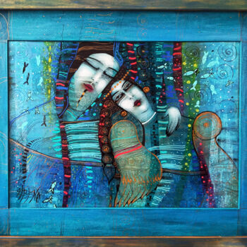 Peinture intitulée "L'océan - et nous" par Albena Vatcheva, Œuvre d'art originale, Huile Monté sur Panneau de bois