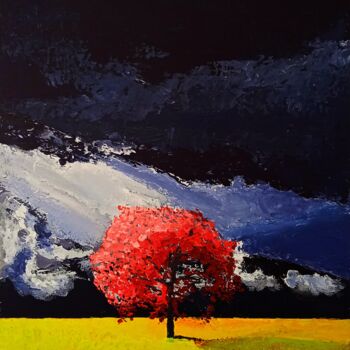 Peinture intitulée "L'arbre Rouge" par Alber, Œuvre d'art originale, Acrylique Monté sur Châssis en bois