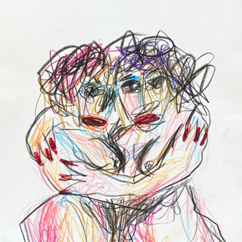 Printmaking titled "Abrazo 4.  -  Hug 4." by Albert Cruells, Original Artwork, Digital Print