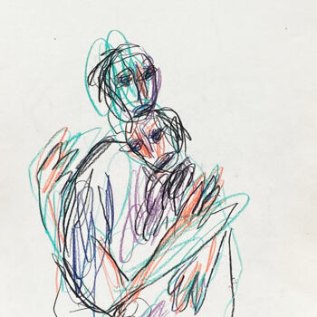 Prenten & gravures getiteld "Abrazo 3.  -  Hug 3." door Albert Cruells, Origineel Kunstwerk, Digitale afdruk