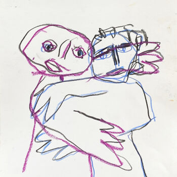 Estampas & grabados titulada "Abrazo 2.  -  Hug 2." por Albert Cruells, Obra de arte original, Impresión digital
