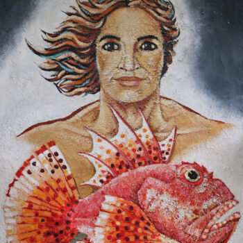 绘画 标题为“El bello pescador.…” 由Albert Cruells, 原创艺术品, 丙烯 安装在木质担架架上