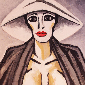 Pintura titulada "Una señora de Brigh…" por Albert Cruells, Obra de arte original, Acrílico Montado en Bastidor de camilla d…