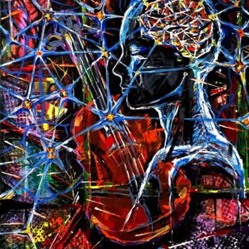 「The two universes a…」というタイトルの絵画 Albert Deakによって, オリジナルのアートワーク, アクリル