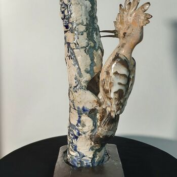 Sculpture titled "Upupa - gres porcel…" by Albert Gadomski, Original Artwork, Ceramics