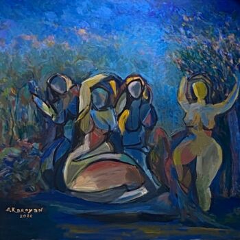 "Dancers at Sunset" başlıklı Tablo Albert Karoyan tarafından, Orijinal sanat, Petrol