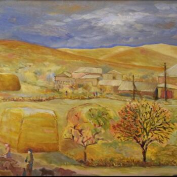 Painting titled "Autumn in Tashir" by Albert Karoyan, Original Artwork, Oil