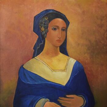 Painting titled "The Pregnant Woman" by Albert Karoyan, Original Artwork, Oil