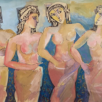 Painting titled "Dancing Queens" by Albert Karoyan, Original Artwork, Gouache