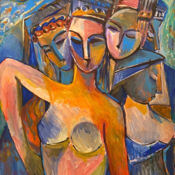 Malerei mit dem Titel "Crazy Dancers" von Albert Karoyan, Original-Kunstwerk, Acryl