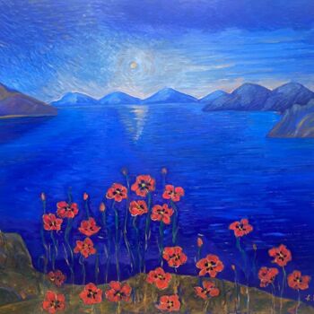 Peinture intitulée "Lake  Sevan" par Albert Karoyan, Œuvre d'art originale, Huile