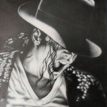 Peinture intitulée "Michael Jackson por…" par Albert Riera, Œuvre d'art originale, Aérographe