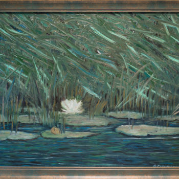 Painting titled "The lonely Lily in…" by Albert Safiullin, Original Artwork, Oil