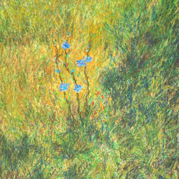 Desenho intitulada "Chicory" por Albert Safiullin, Obras de arte originais, Pastel