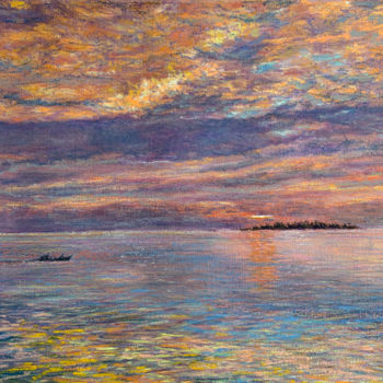 Pintura titulada "Sunset in the Ocean…" por Albert Safiullin, Obra de arte original, Pastel