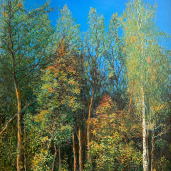 Картина под названием "Autumn forest in Po…" - Albert Safiullin, Подлинное произведение искусства, Масло