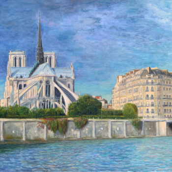 Pintura titulada "Notre-Dame de Paris" por Albert Safiullin, Obra de arte original, Oleo