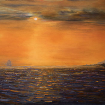 Peinture intitulée "The Black Sea in Ap…" par Albert Safiullin, Œuvre d'art originale, Huile