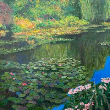 Schilderij getiteld "Pond at Giverny (№3)" door Albert Safiullin, Origineel Kunstwerk, Olie