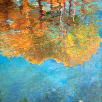 Painting titled "Autumn reflections…" by Albert Safiullin, Original Artwork, Oil