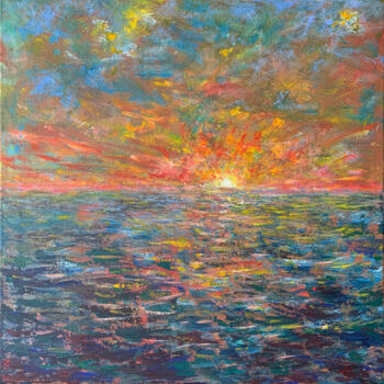 Schilderij getiteld "Sunrise on the Balt…" door Albert Safiullin, Origineel Kunstwerk, Olie